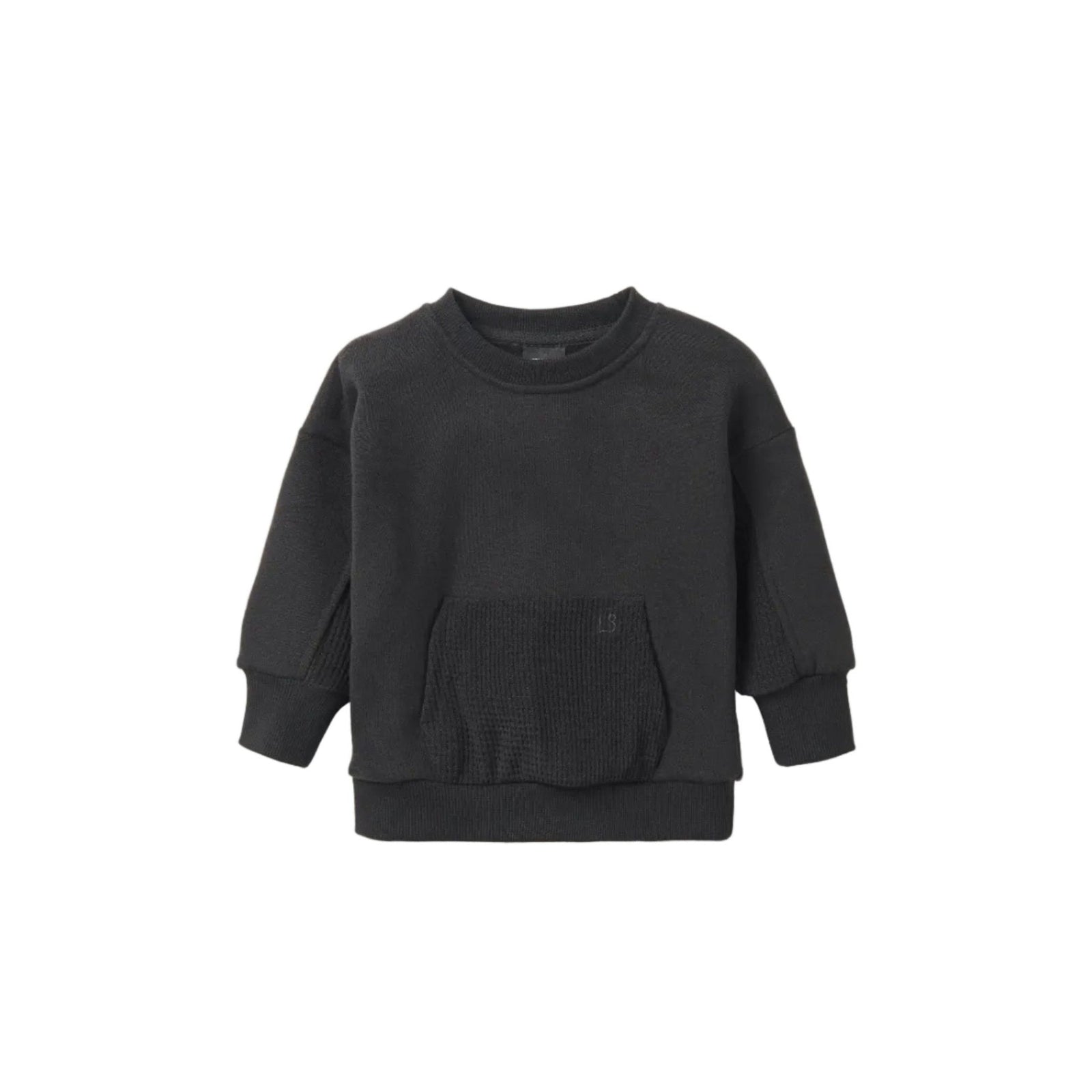 Waffle Hybrid Crewneck - Black