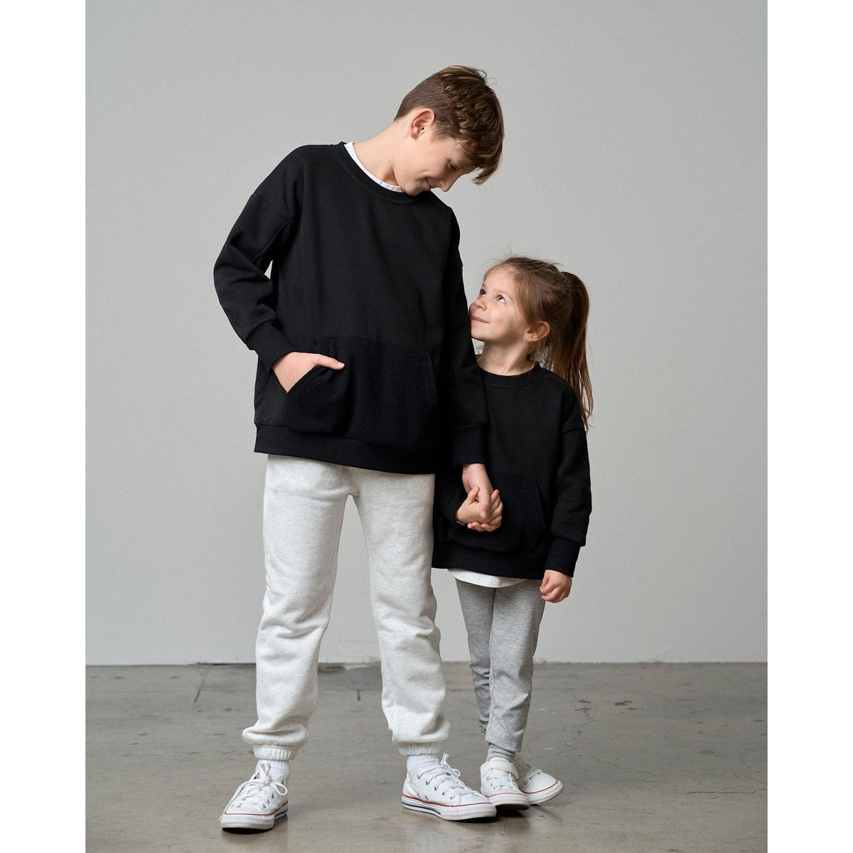 Waffle Hybrid Crewneck - Black