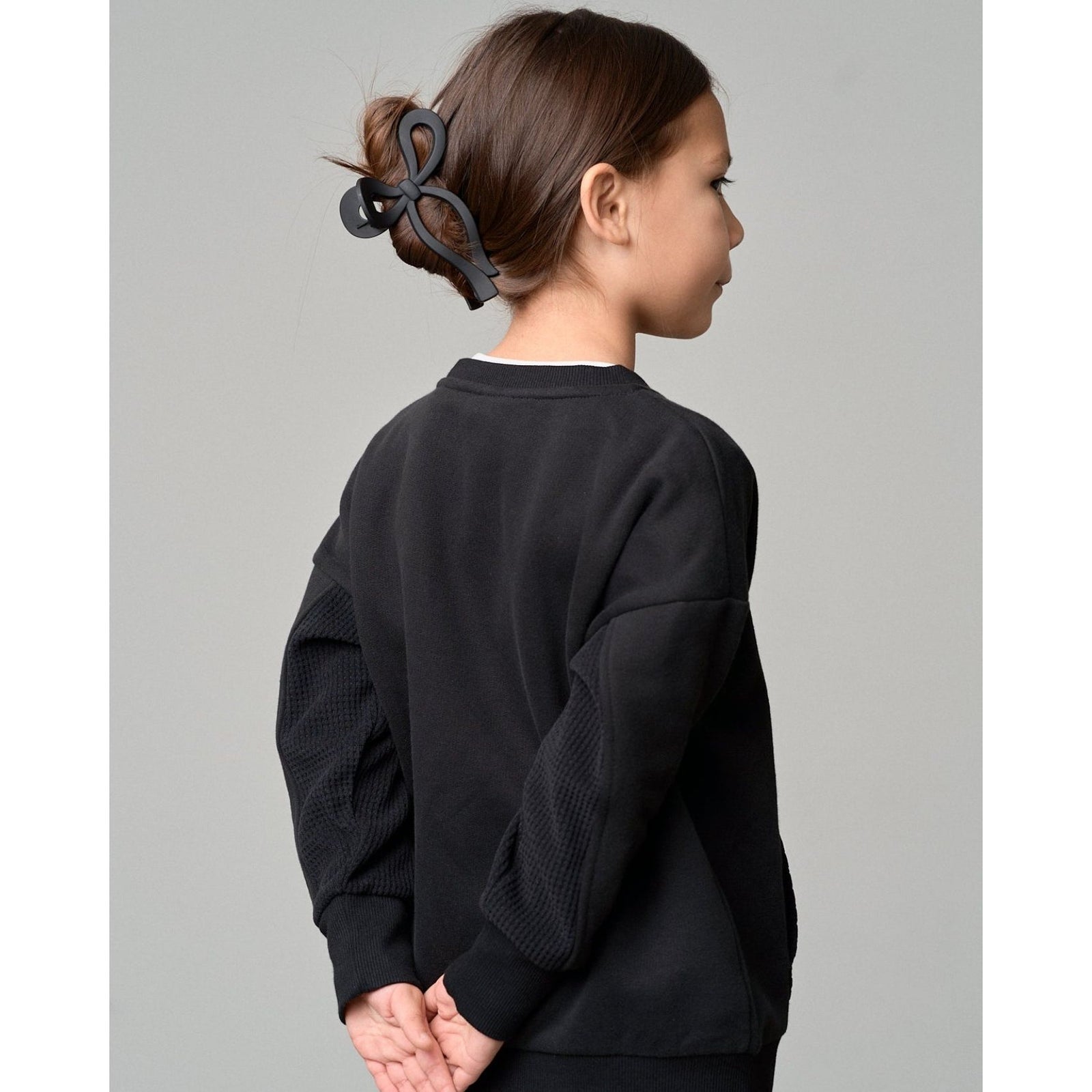 Waffle Hybrid Crewneck - Black