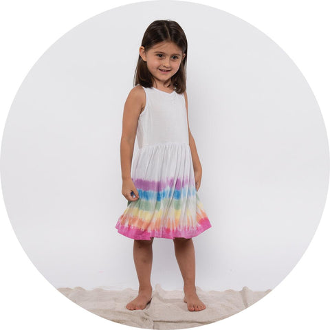 dancer dress in lilac rainbow