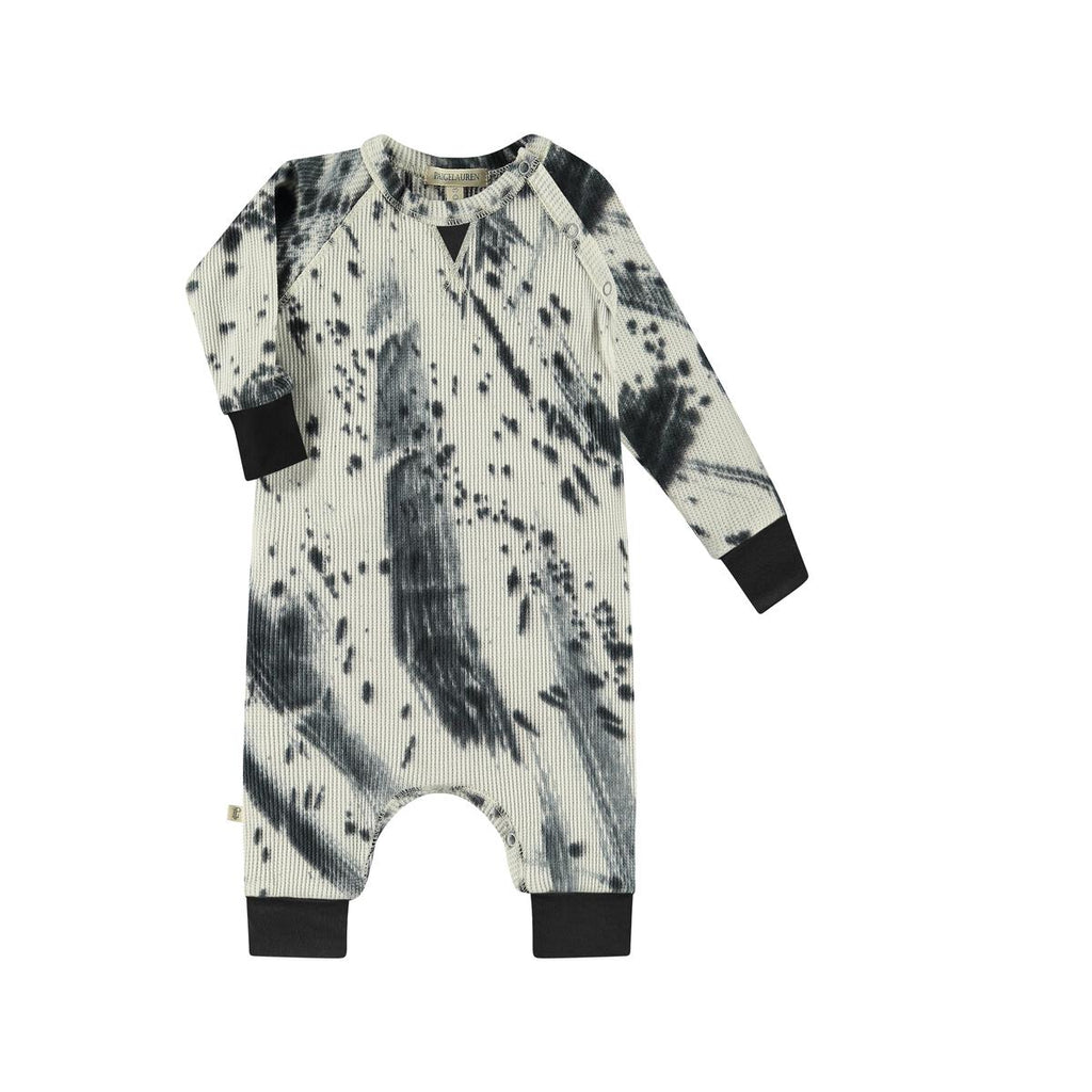 baby thermal splatter coverall in black splatter