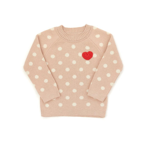 heart sweater in light pink