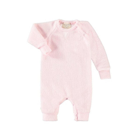 baby sherpa sweatshirt raglan romper | light pink
