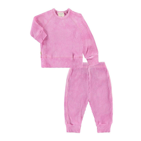 baby chunky thermal loungewear set | marble pink