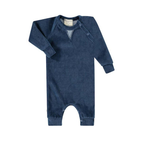 baby velour coverall | navy