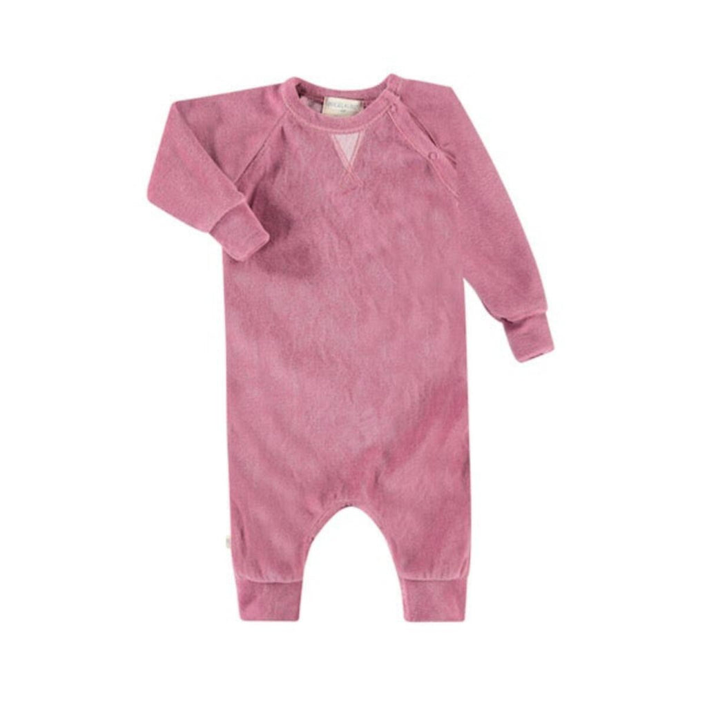 baby velour coverall | rose
