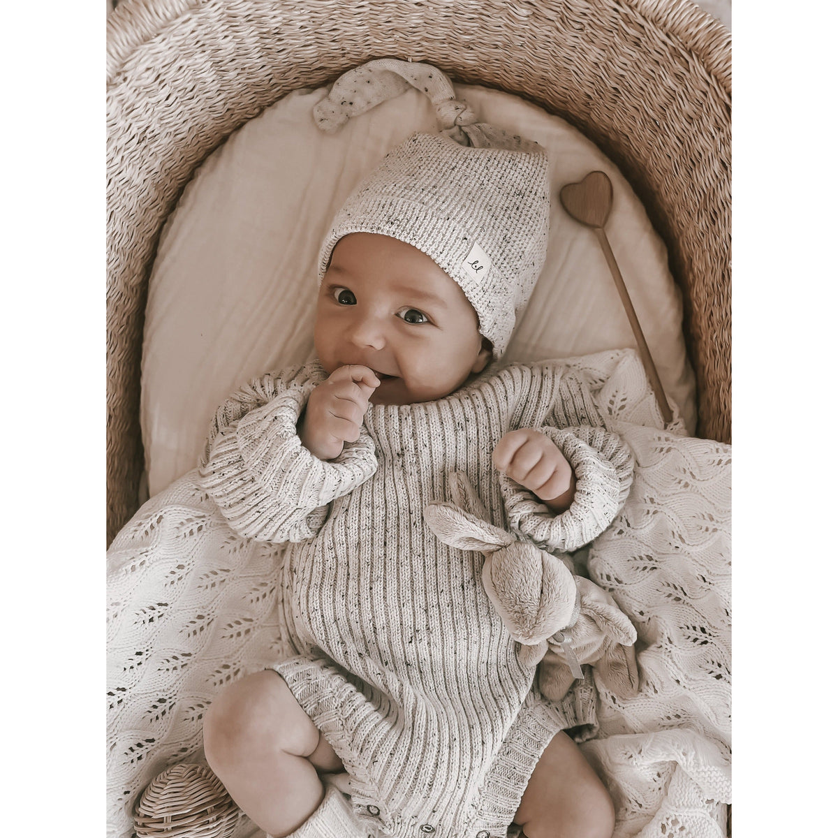Luna + Luca Knotted Hat - Black Speckle