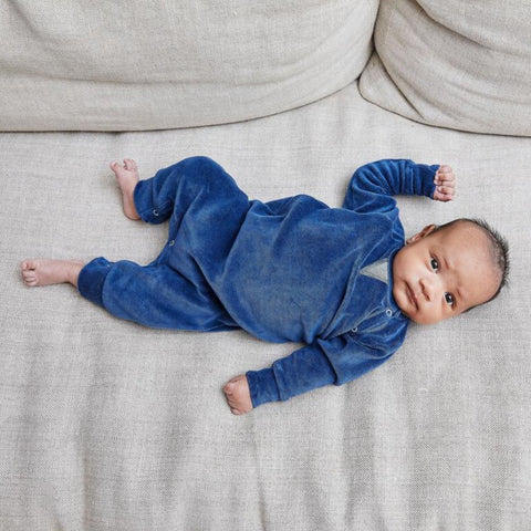 baby velour coverall | navy