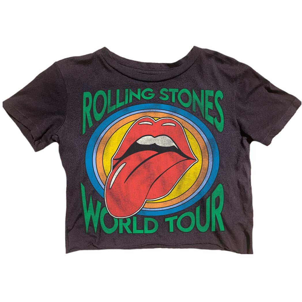 rolling stones organic crop tee in black