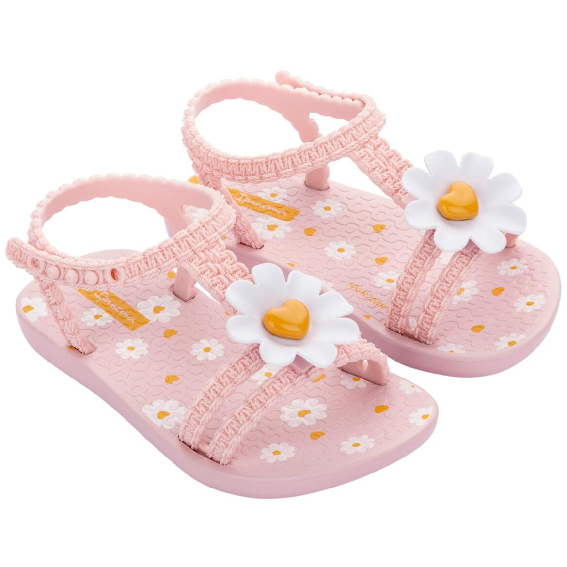 daisy baby sandal | pink & yellow