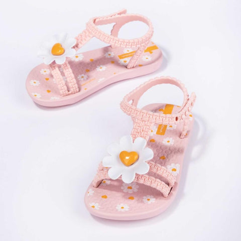 daisy baby sandal | pink & yellow