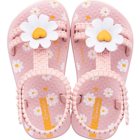 daisy baby sandal | pink & yellow