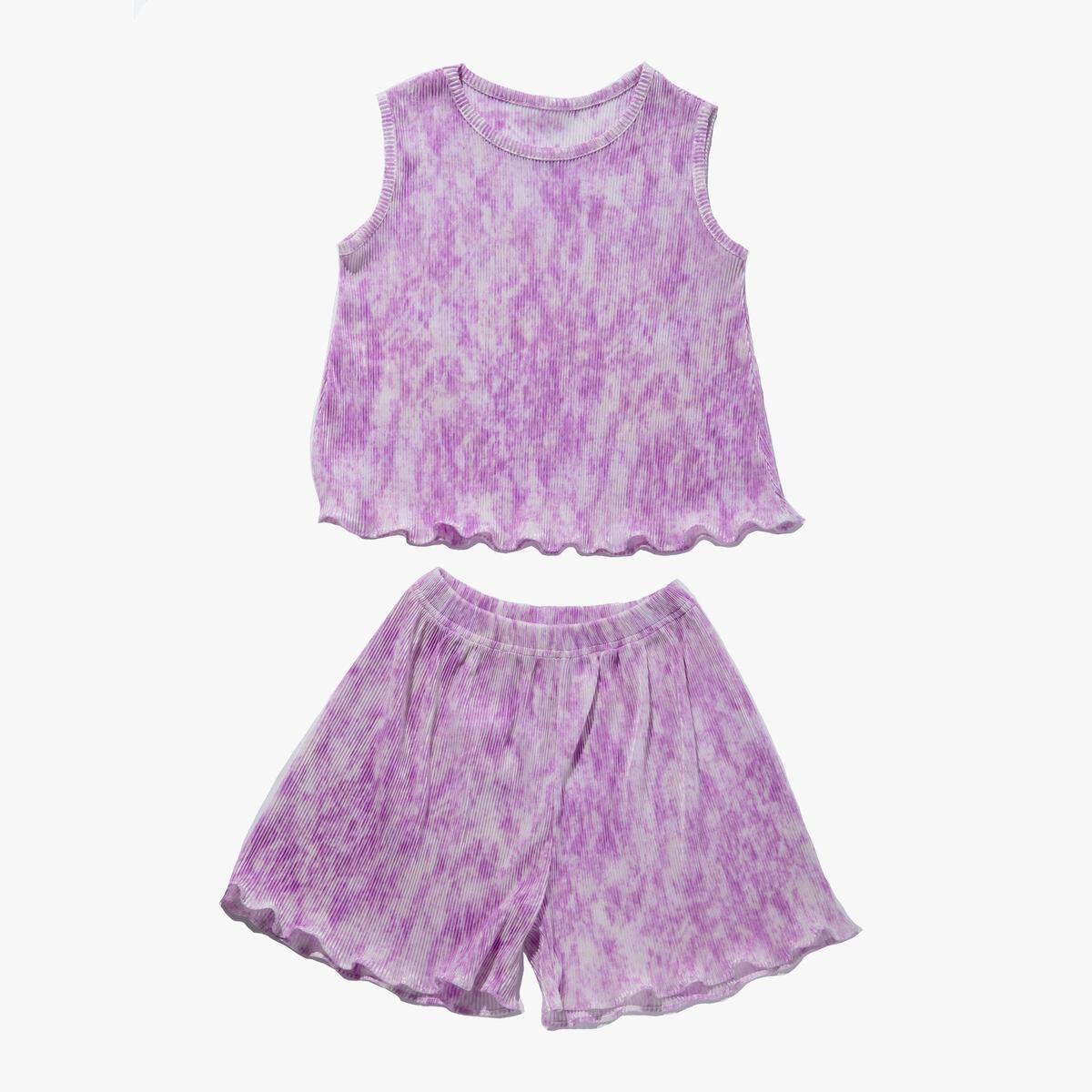 pleats short set | purple