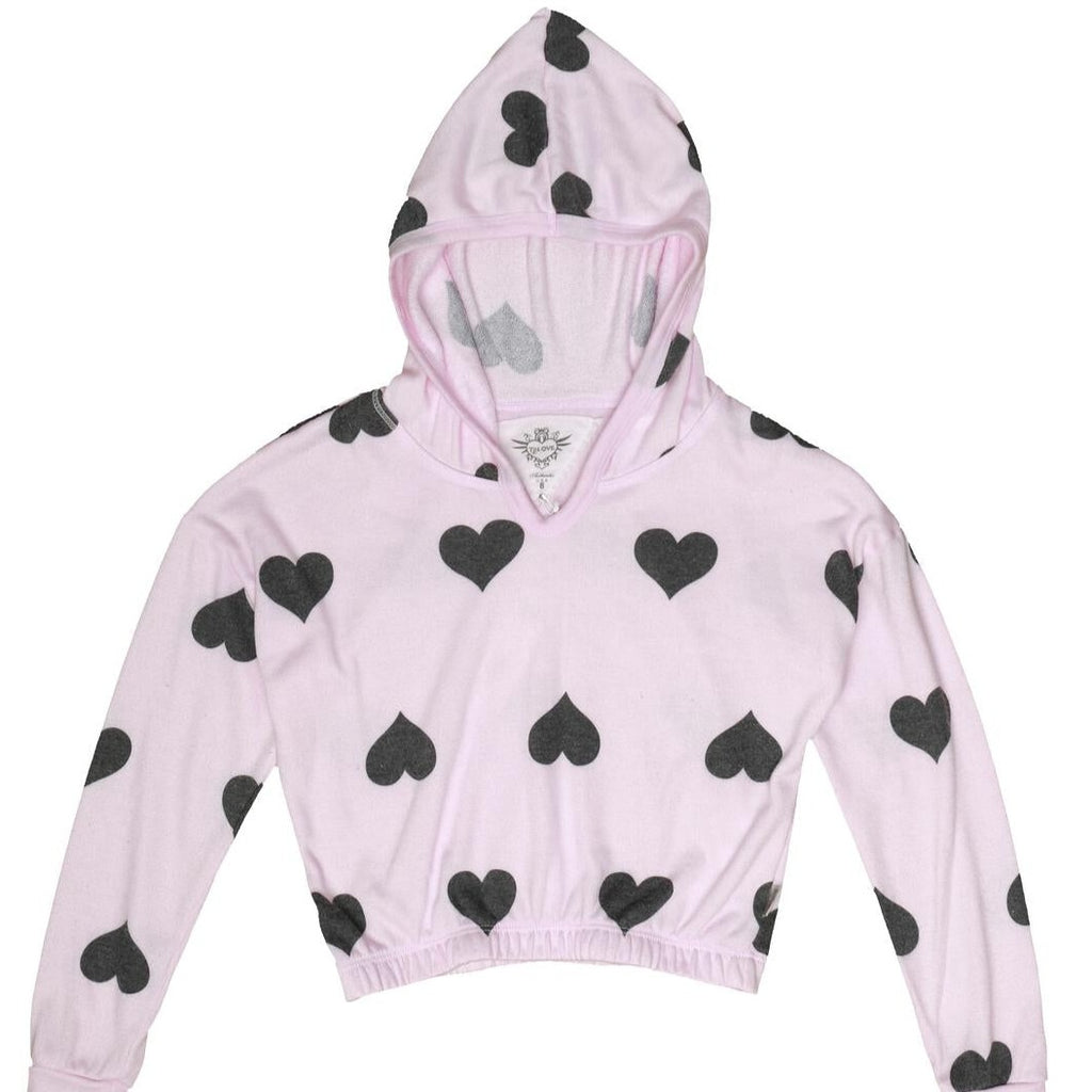 long sleeve hooded in candy pink heart