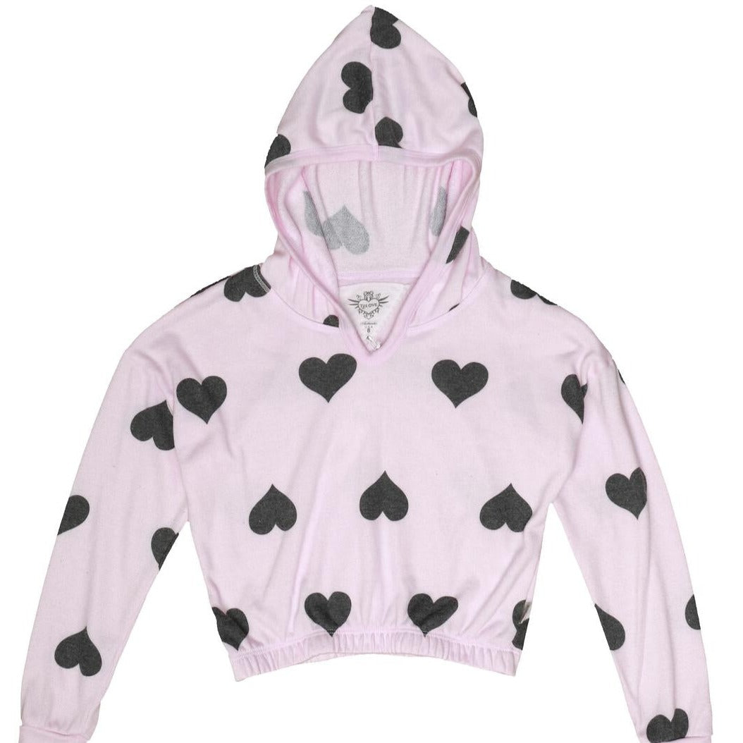 long sleeve hooded in candy pink heart