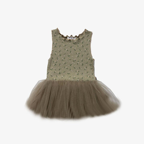 vintage flower baby tutu | olive