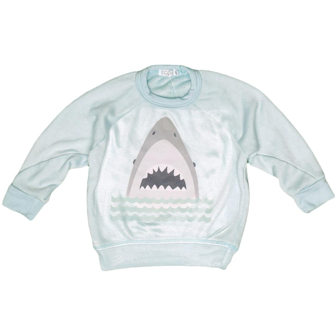 long sleeve shark wave crew | blue