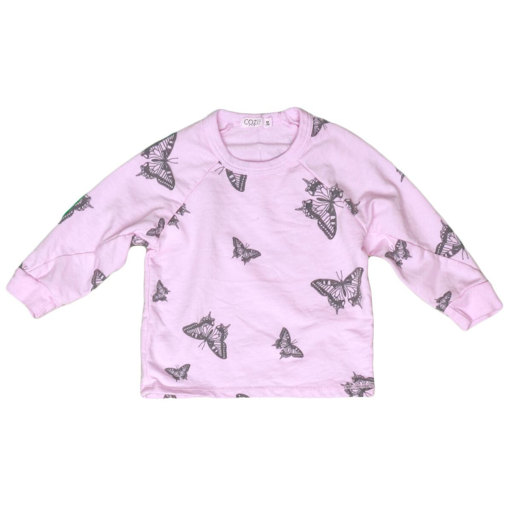 long sleeve butterfly crew | candy pink