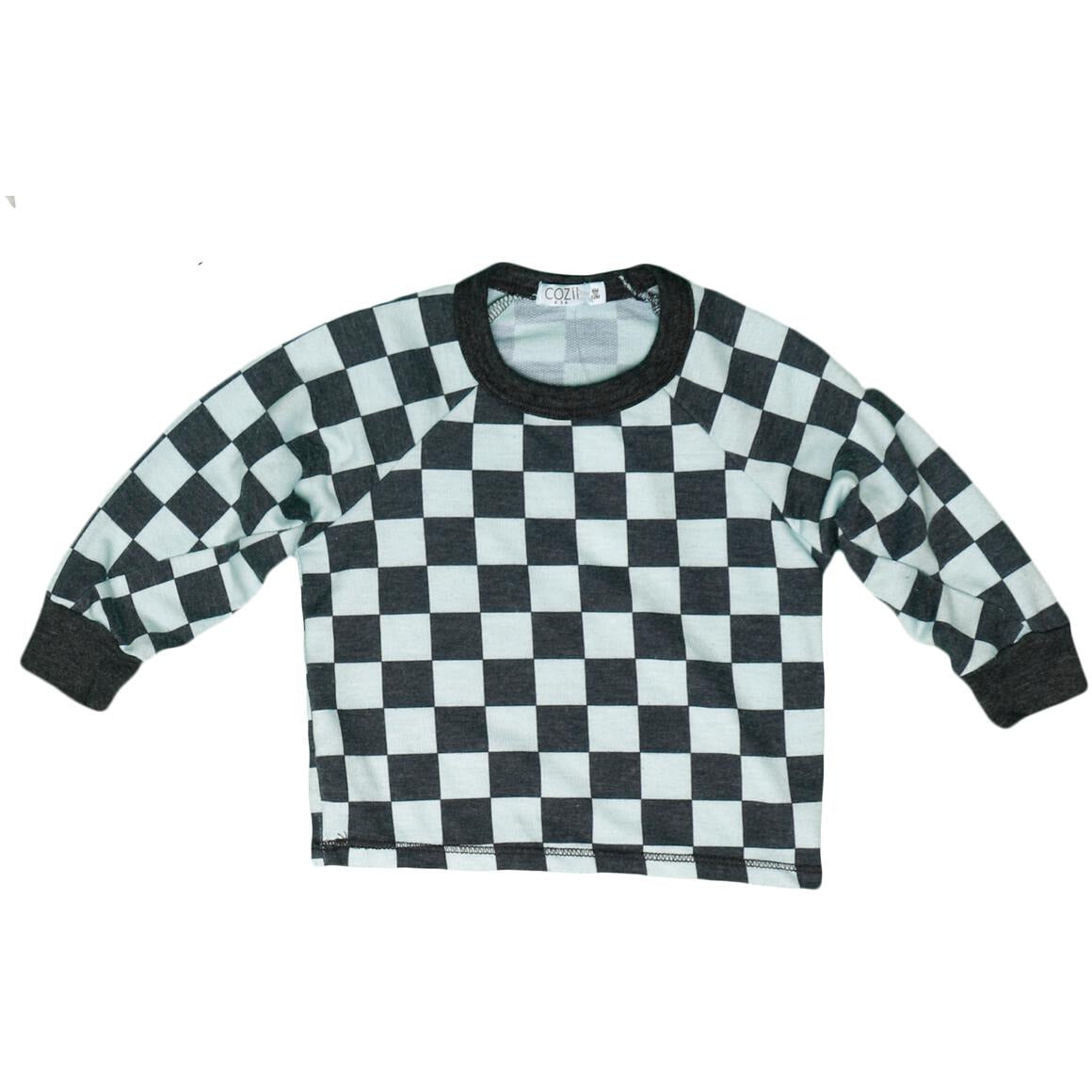 long sleeve pullover crew | blue check