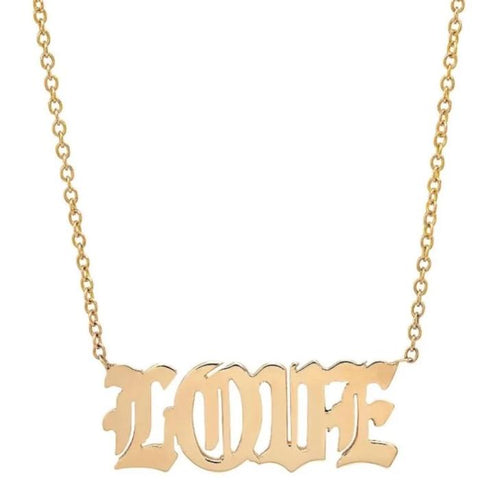 caitlin nicole jewelry solid 14K gold english love necklace