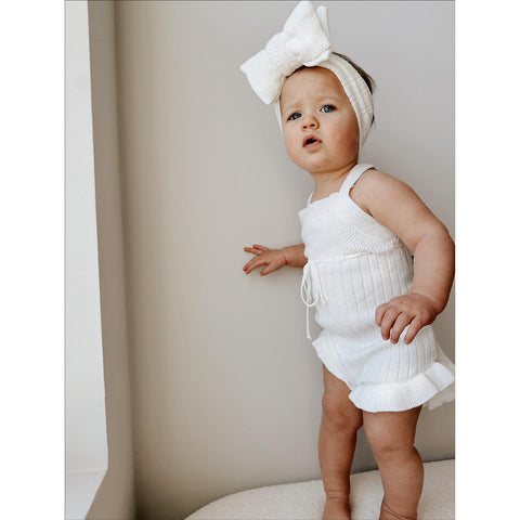 Luna + Luca Sleeveless Ruffle Romper - White