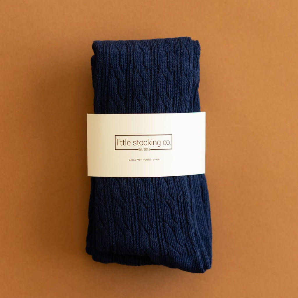 little stocking co. navy cable knit tights