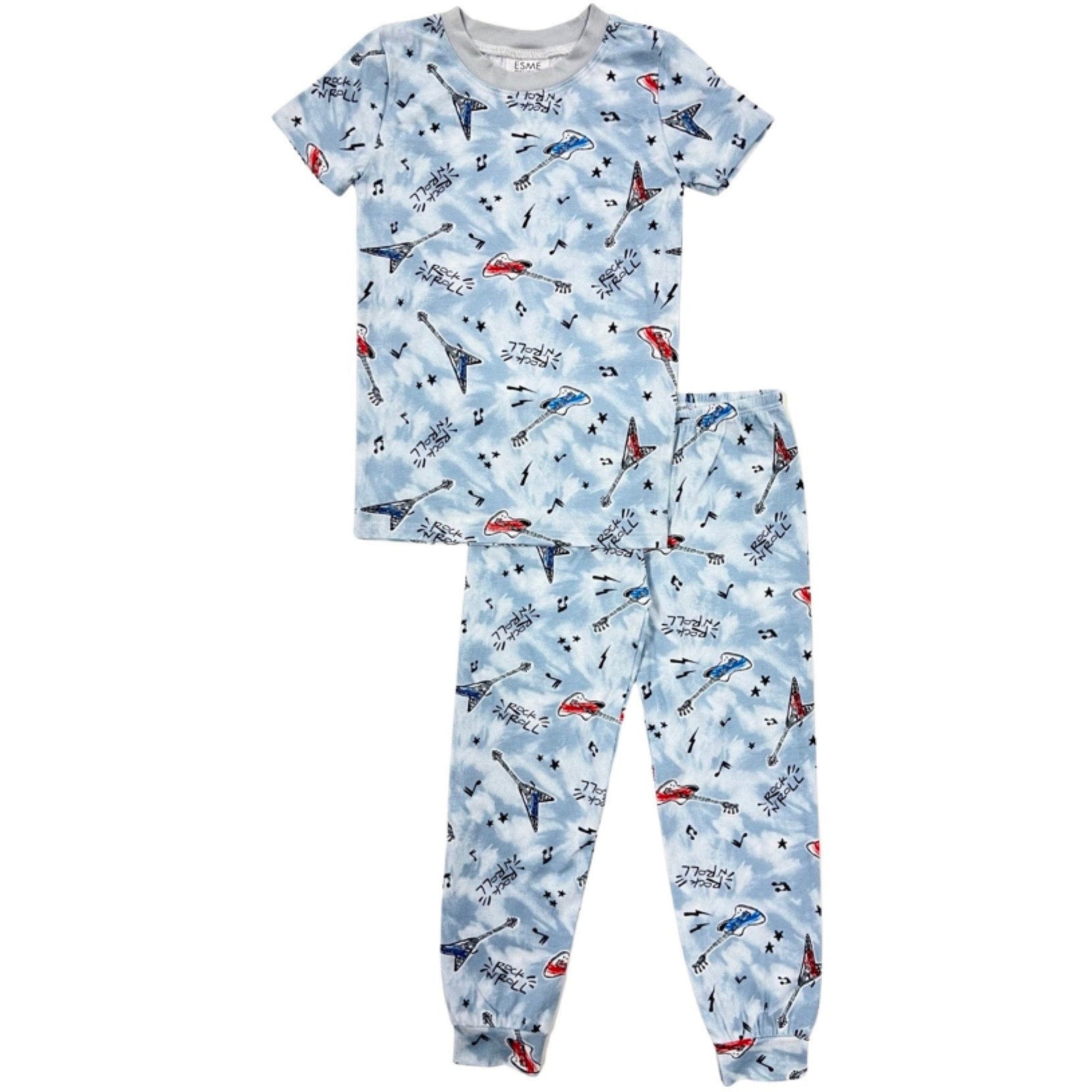 short sleeve pajama set in rock n roll
