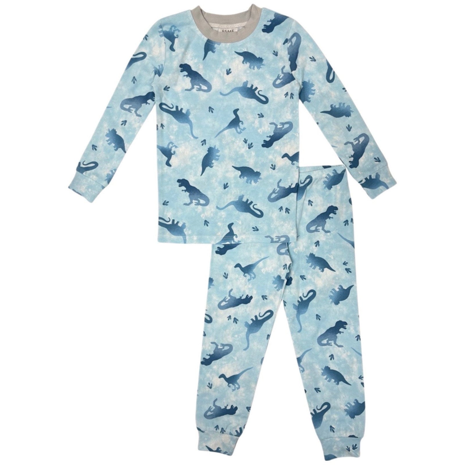 ombre dino long sleeve pajama set