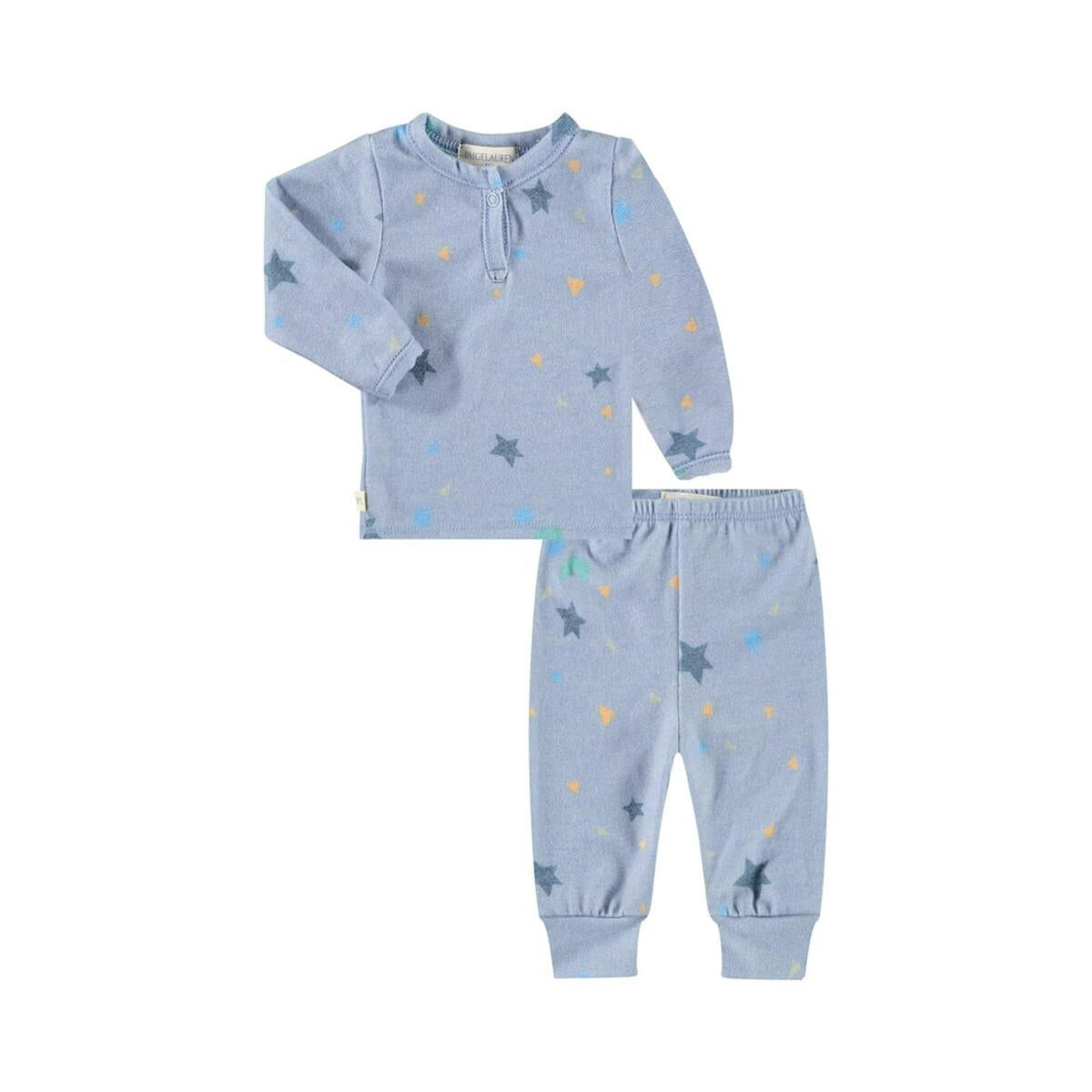 baby hacci confetti l/s henley tee and legging set | blue