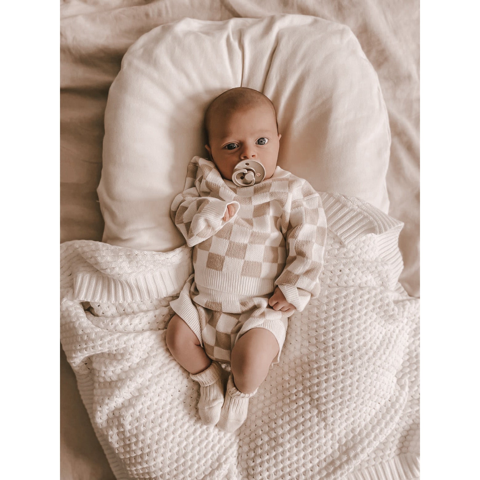 Basket Weave Baby Blanket - White