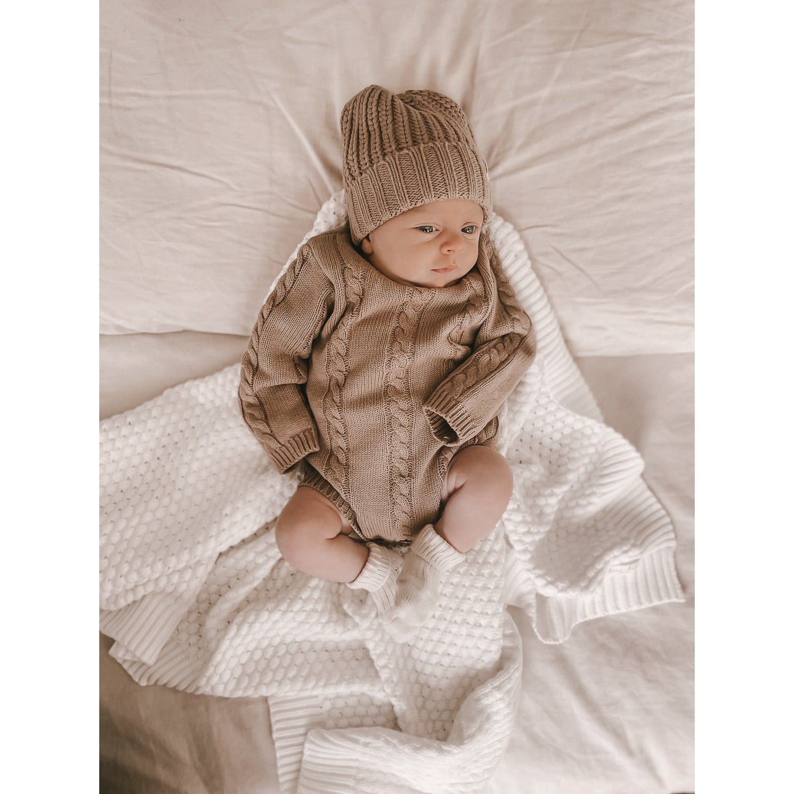 Basket Weave Baby Blanket - White