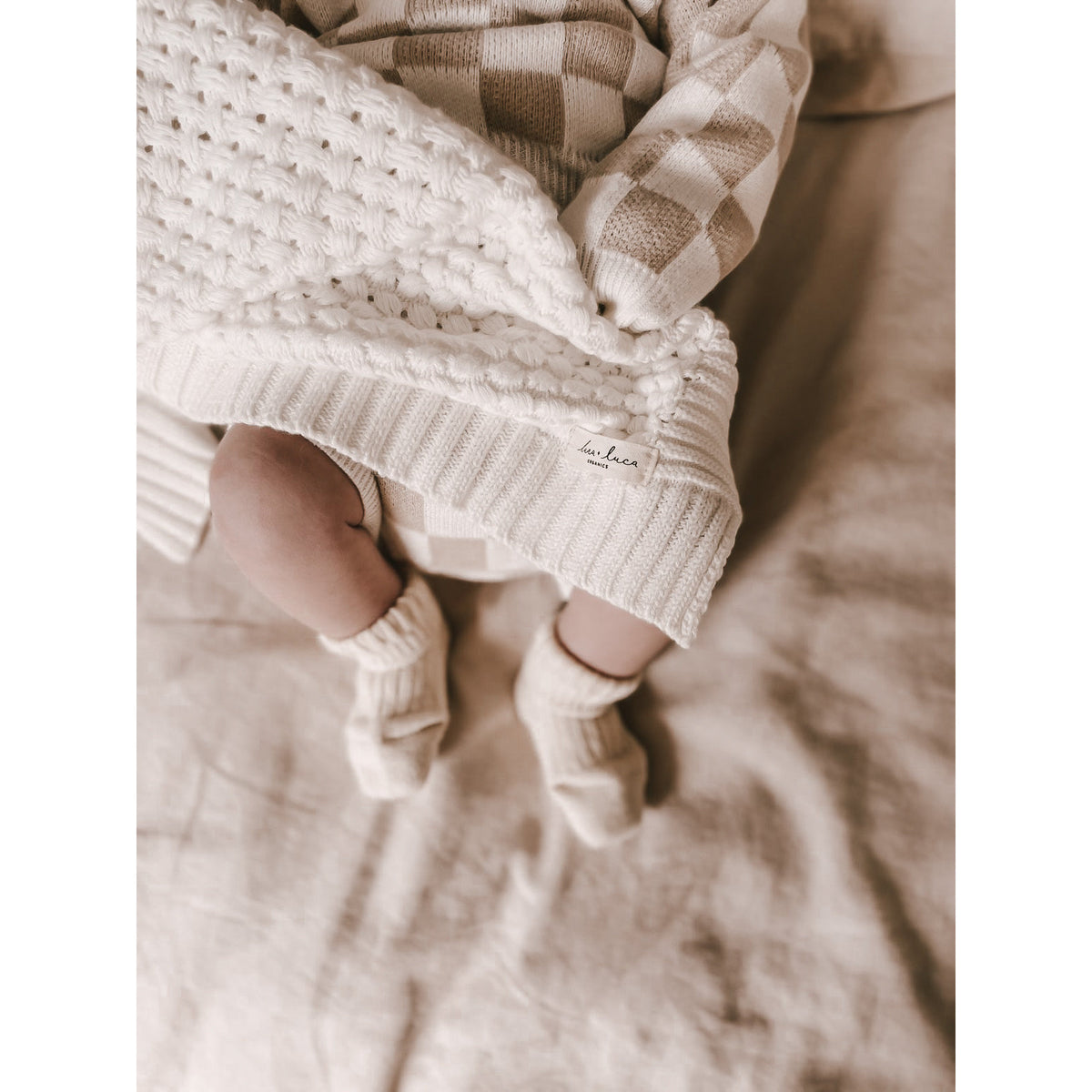 Basket Weave Baby Blanket - White