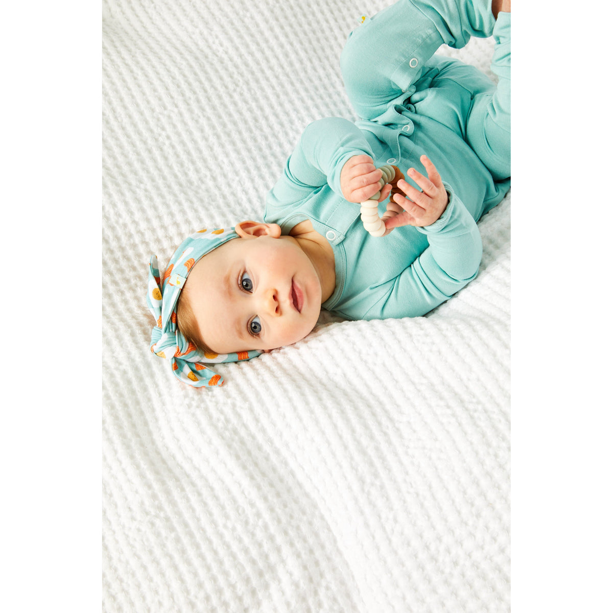 Bow Headband - Bacon & Eggs Blue