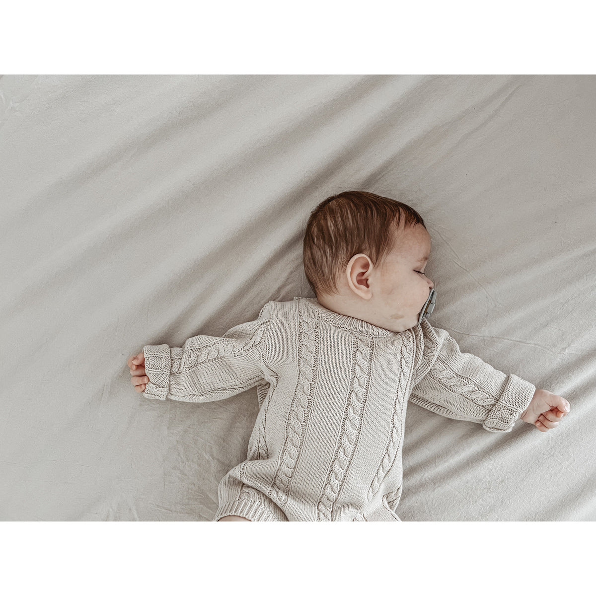 Cable Knit Romper - Beige