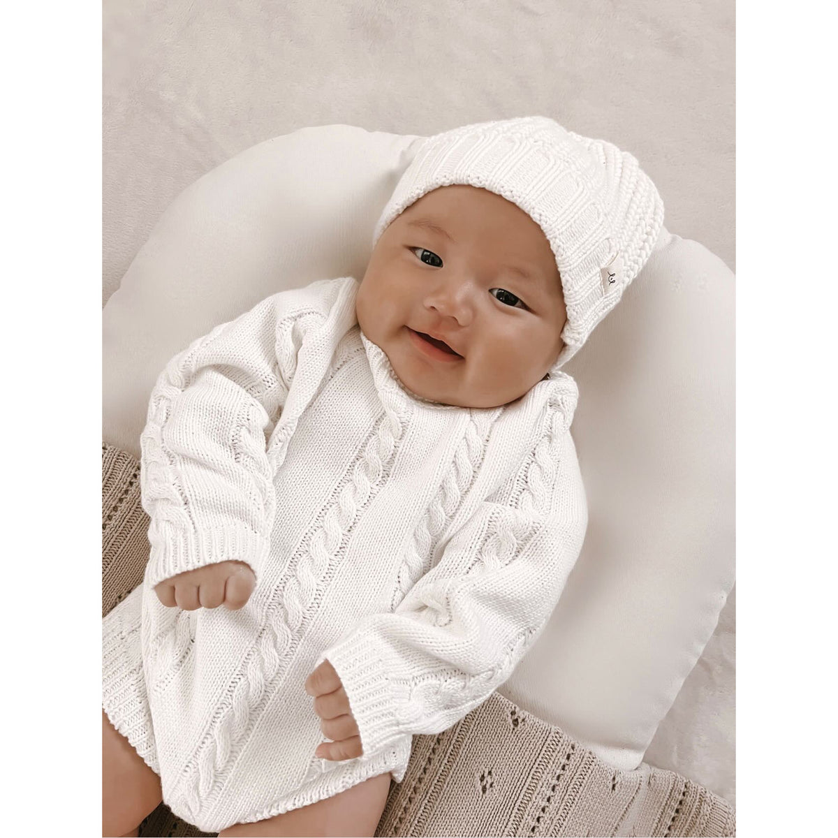 Cable Knit Romper - White
