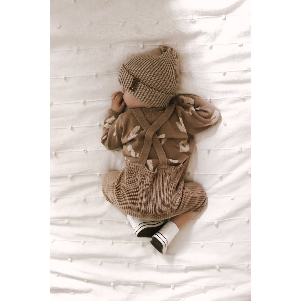 Chunky Knit Overalls - Acorn