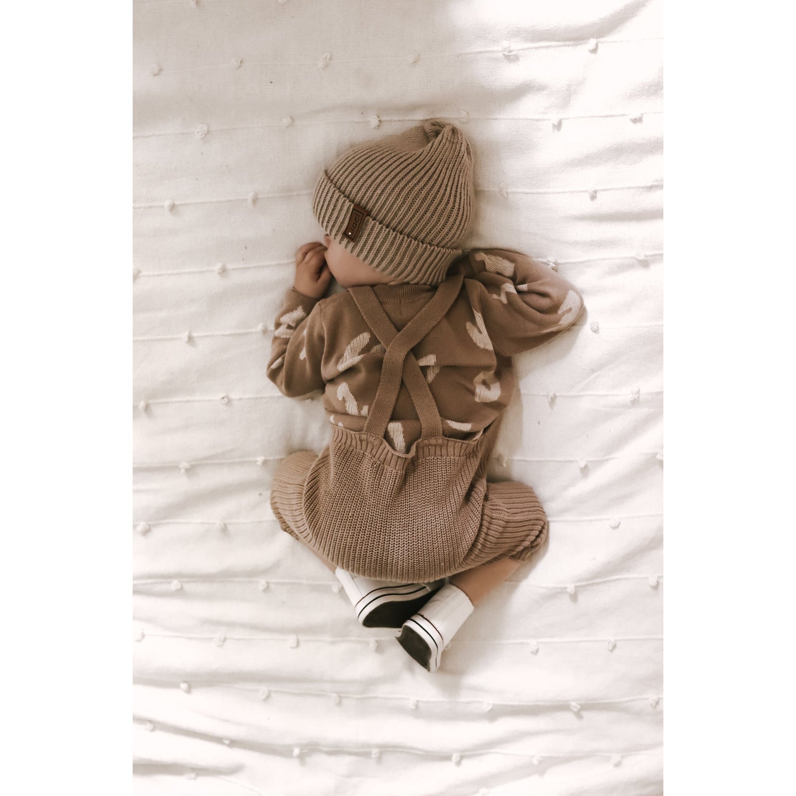 Chunky Knit Overalls - Acorn