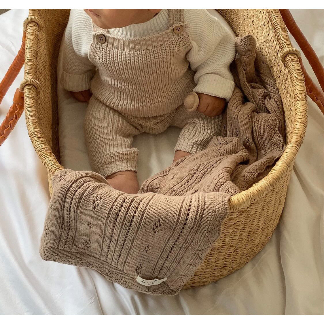Chunky Knit Overalls - Beige