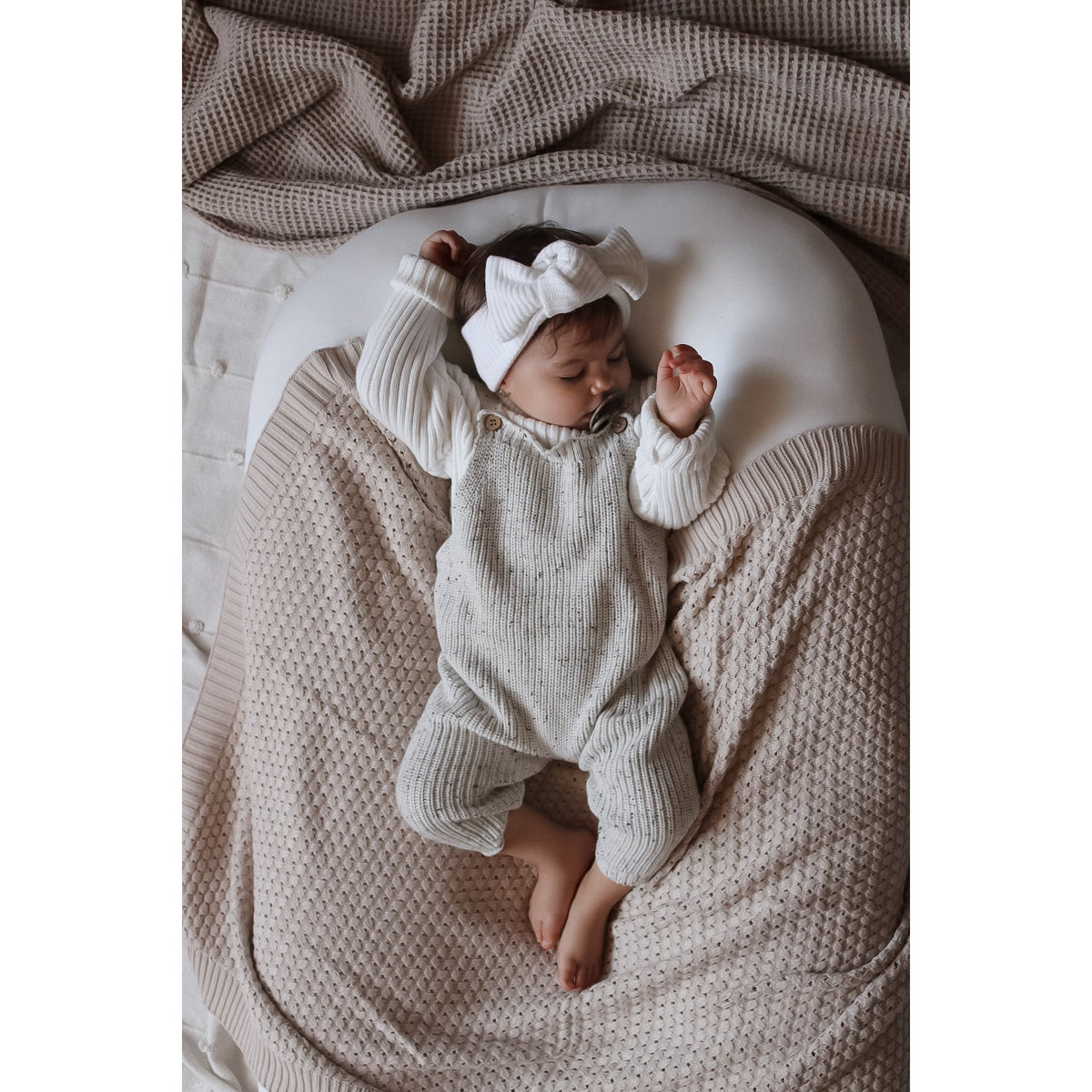Chunky Knit Overalls - Black Speckle