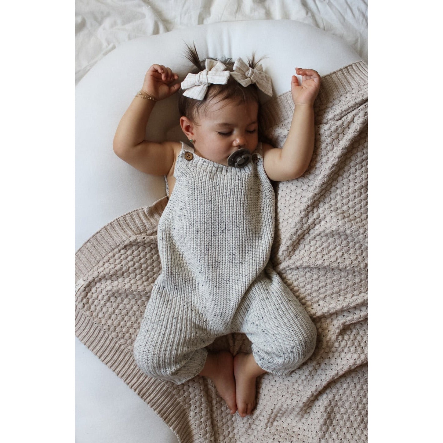 Chunky Knit Overalls - Black Speckle