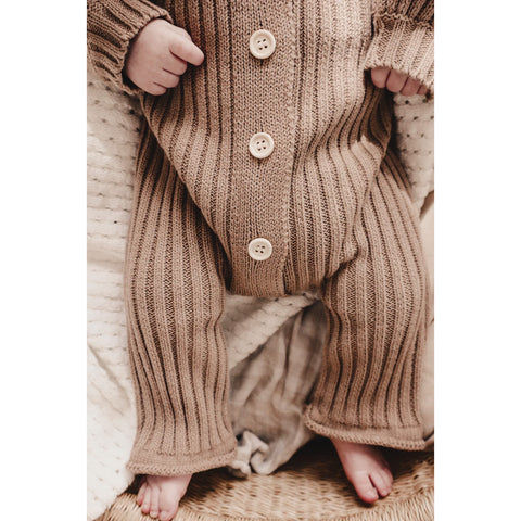 Collared Chunky Rib Lounge Suit - Acorn