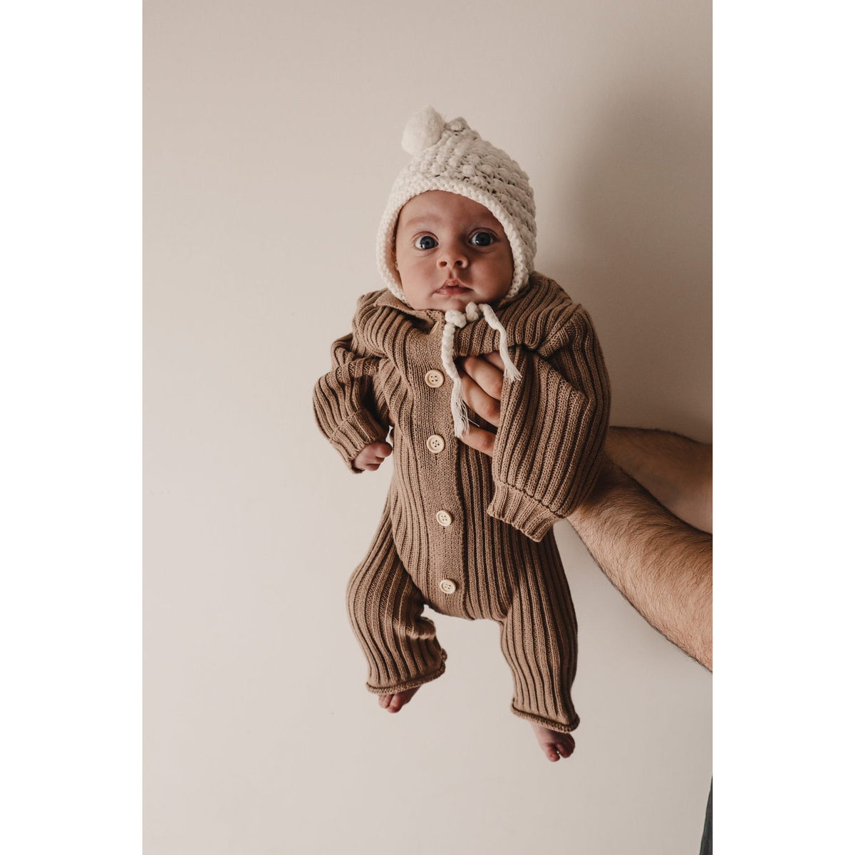 Chunky Knit Bonnet - White