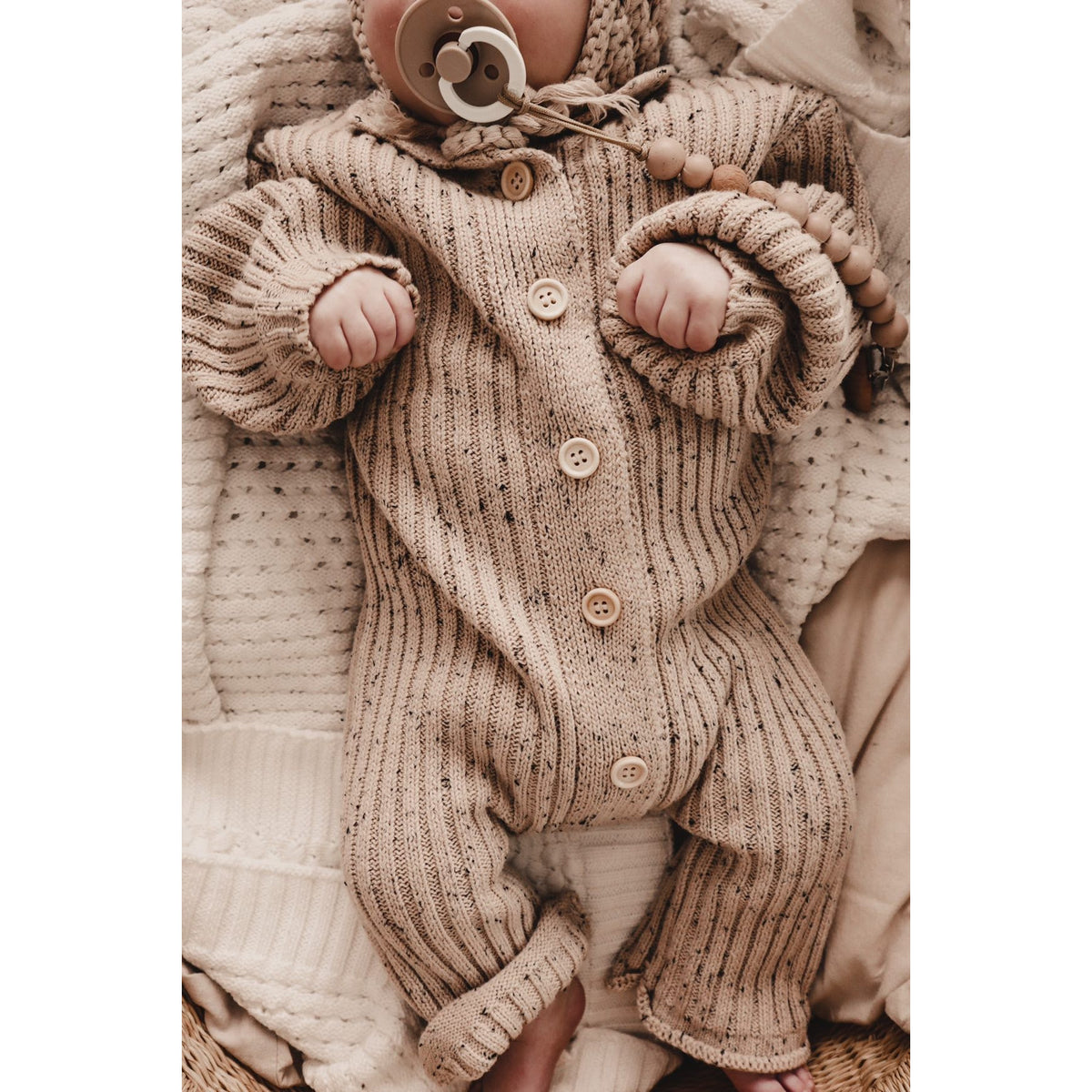 Collared Chunky Rib Lounge Suit - Speckle