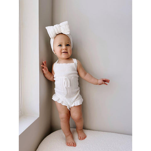 Luna + Luca Sleeveless Ruffle Romper - White