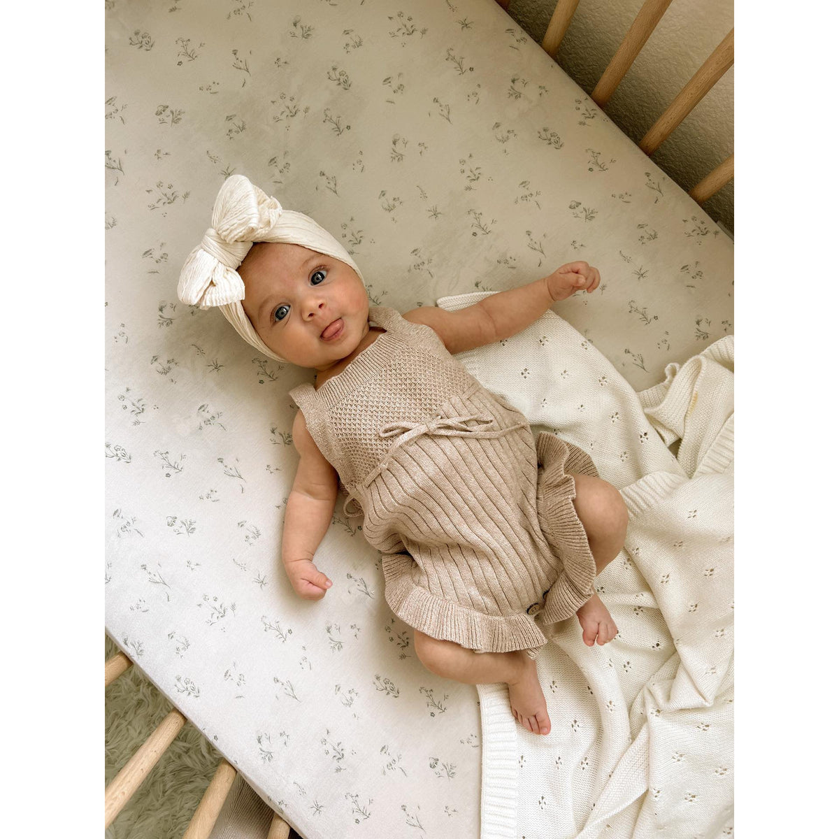 Luna + Luca Sleeveless Ruffle Romper - Heather Beige