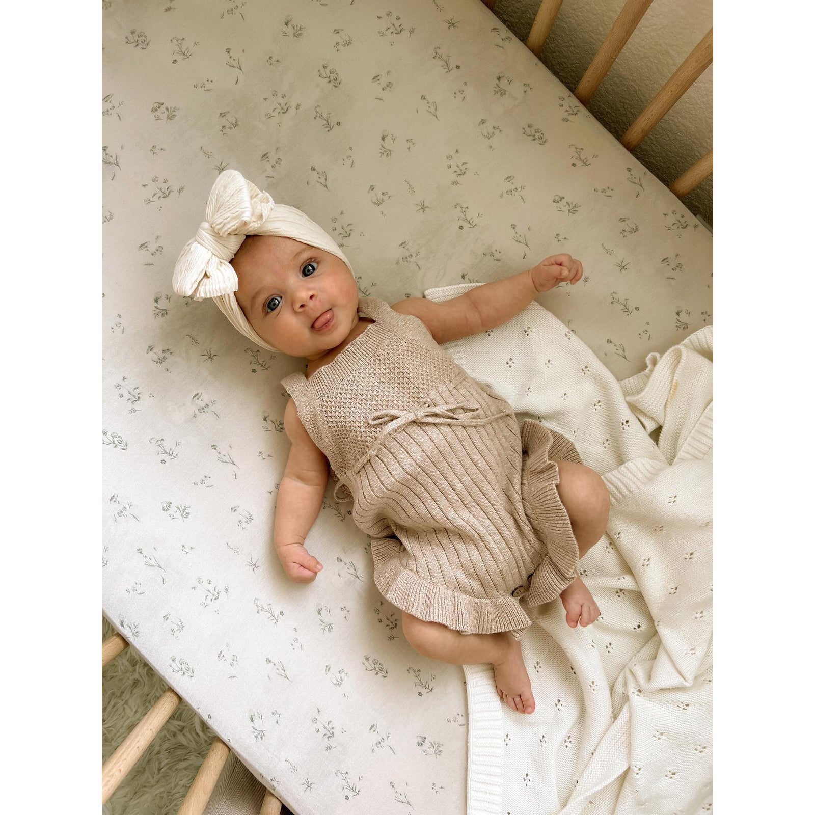 Luna + Luca Sleeveless Ruffle Romper - Heather Beige