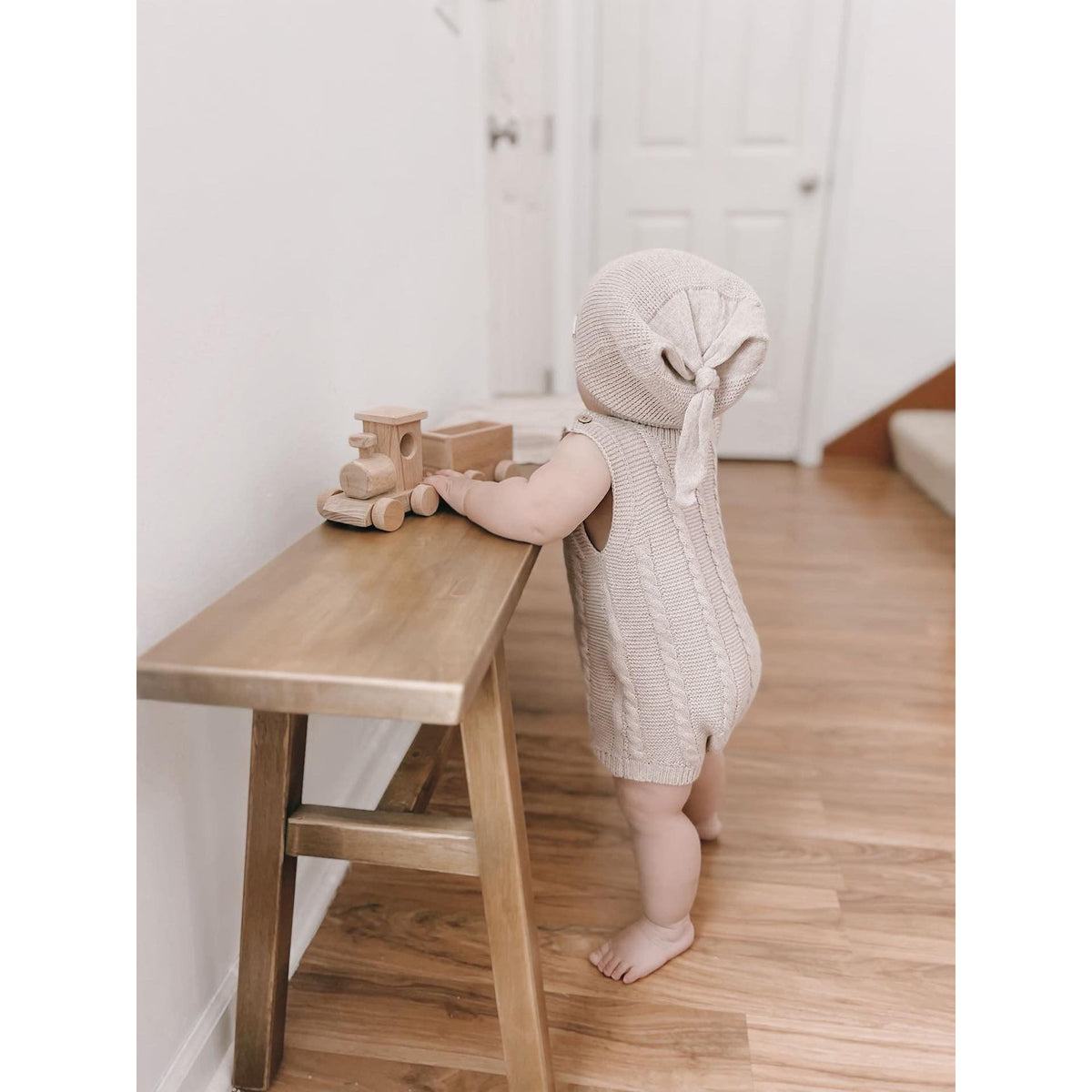 Luna + Luca Cable Knit Summer Romper - Heather Beige