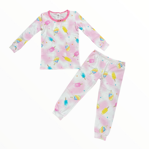 long sleeve pajama set in shimmer popsicle