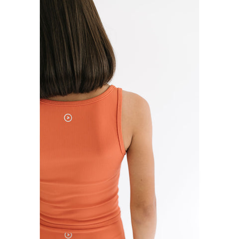 Ribbed Longline Crop in Persimmon