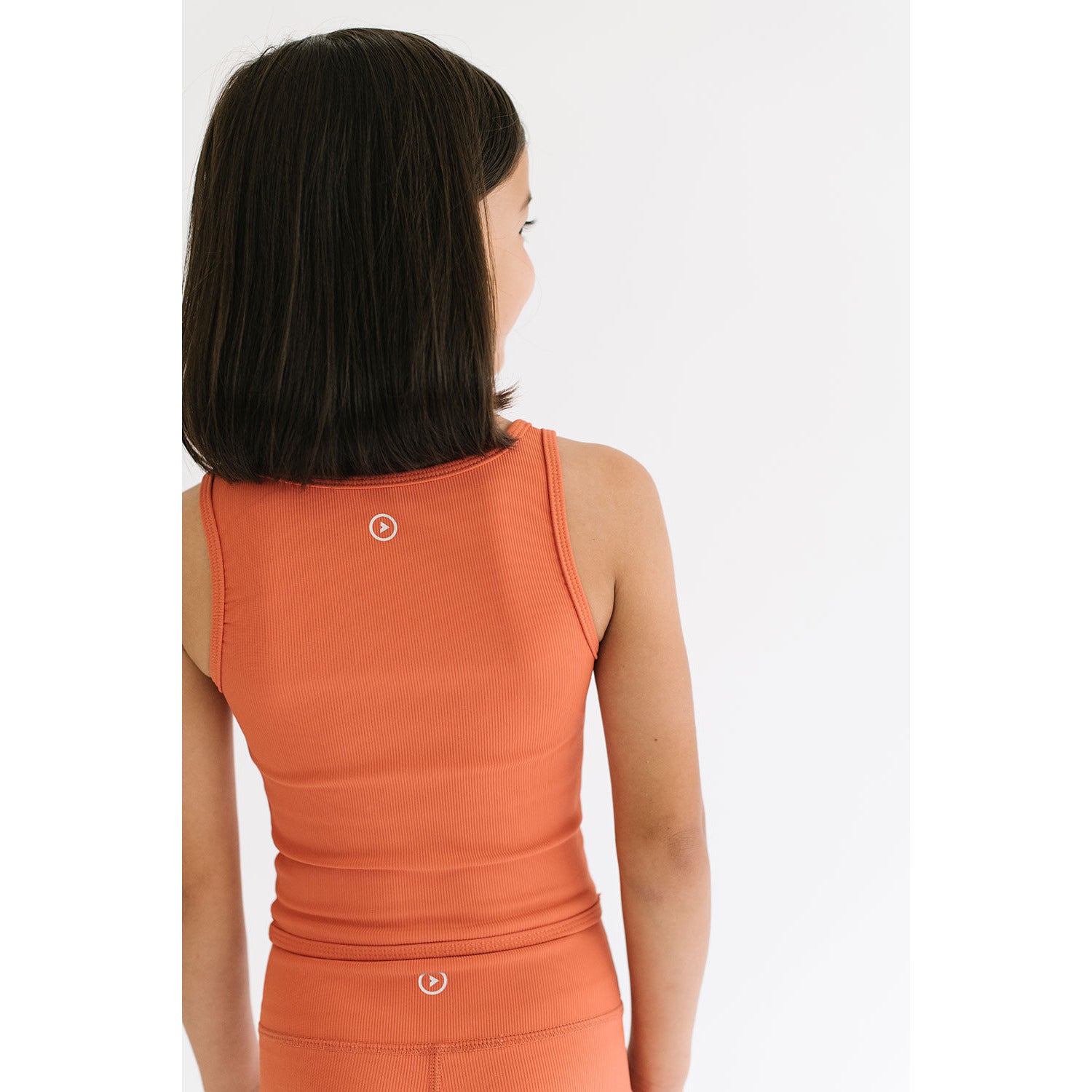 Ribbed Longline Crop in Persimmon